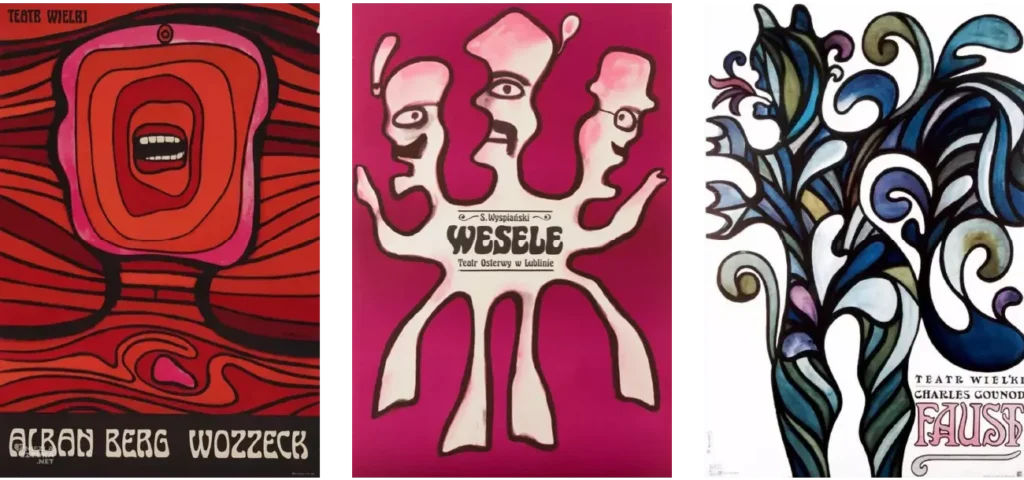 Polska Szkoła Plakatu. Trzy plakaty teatralne Jana Lenicy – ikony Polskiej Szkoły Plakatu: "Wozzeck" Albana Berga w Teatrze Wielkim, "Wesele" Wyspiańskiego w Teatrze Osterwy w Lublinie oraz "Faust" Gounoda – omawiane w Akademii Projektowania Weroniki Wolskiej.
