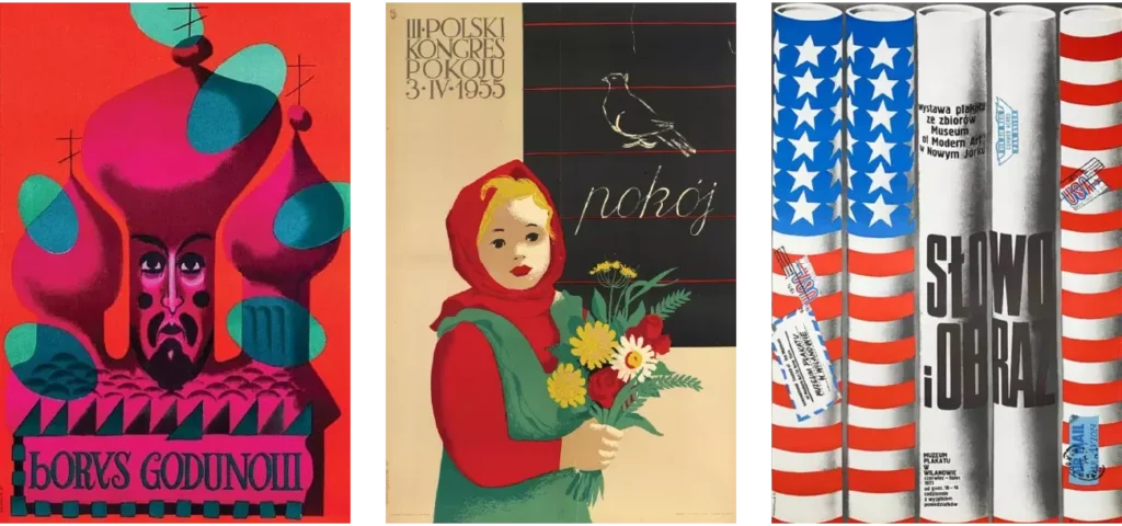 Polska Szkoła Plakatu. Trzy plakaty Józefa Mroszczaka – mistrza Polskiej Szkoły Plakatu: "Borys Godunow", plakat na III Polski Kongres Pokoju z 1955 roku oraz "Słowo i Obraz" z wystawy Museum of Modern Art w Nowym Jorku – omawiane w Akademii Projektowania Weroniki Wolskiej.