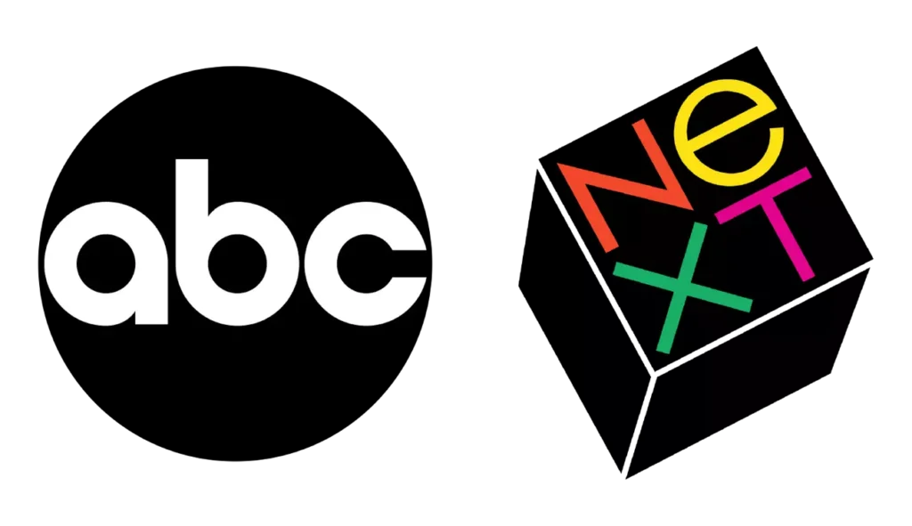 Logo ABC i NeXT projektu Paula Randa – grafika z artykułu „Najciekawsi designerzy XX wieku. Kim warto się inspirować?”